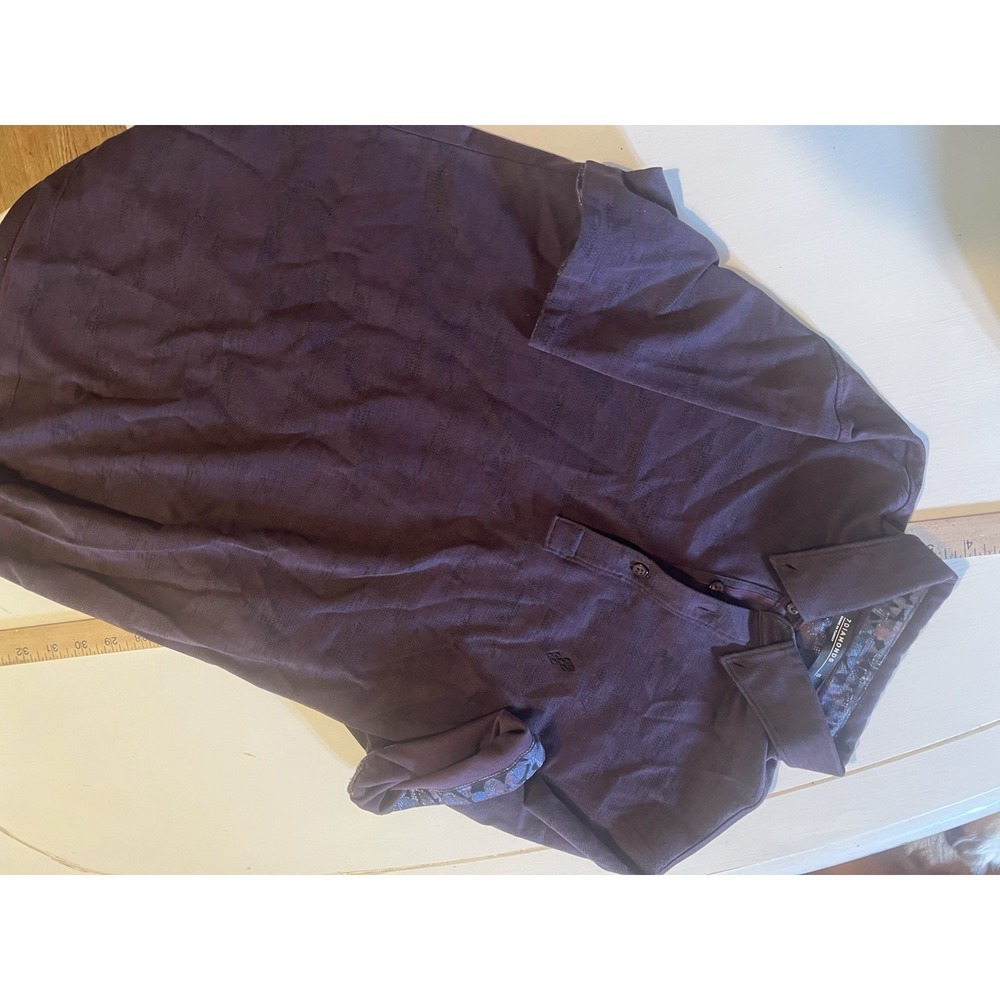 7 Diamonds Men's Polo Shirt Sz S Purple Textured Golfcore Quiet Luxury